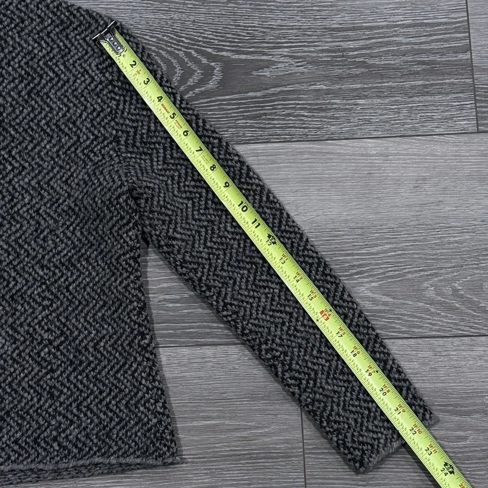 Eileen Fisher Wool Alpaca Herringbone Moto Jacket‎ PS Moon Gray Asymmetrical Zip